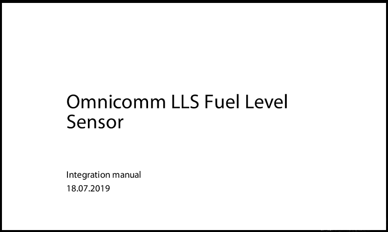 OMNICOMM LLS Fuel Level Sensor Integration Manual